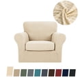 thumbnail image 1 of JIATER 2-Piece Armchair Sofa Cover Stretch Couch Cover Washable Sofa Slipcover Furniture Protector with 1 Cushion Cover,Light Beige, 1 of 8