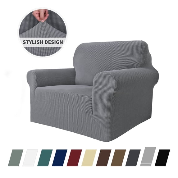 JIATER 1-Piece Armchair Sofa Cover Stretch Couch Cover Washable Sofa Slipcover Non-Slip Furniture Protector,Light Gray