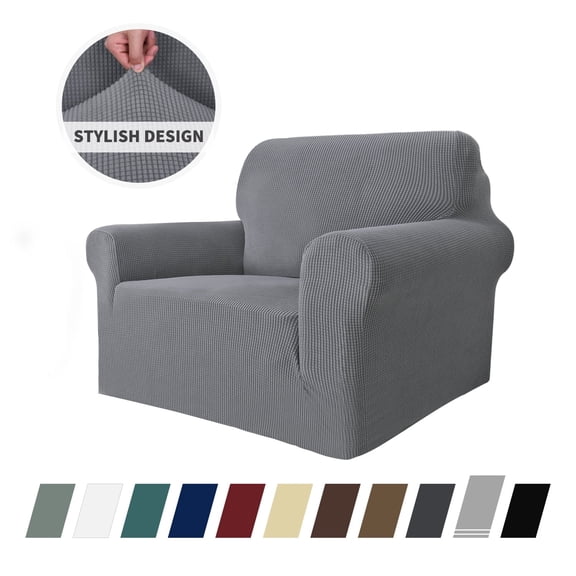 JIATER 1-Piece Armchair Sofa Cover Stretch Couch Cover Washable Sofa Slipcover Non-Slip Furniture Protector,Light Gray