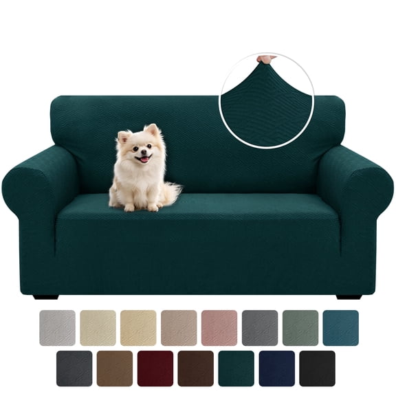 JIATER 1-Piece Sofa Cover Stretch Couch Cover Washable Sofa Slipcover Furniture Protector for Loveseat Sofa,Dark Green