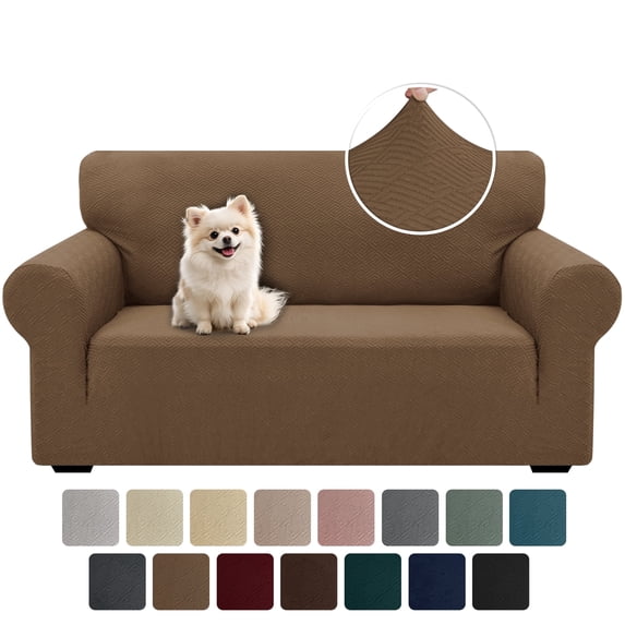 JIATER 1-Piece Sofa Cover Stretch Couch Cover Washable Sofa Slipcover Furniture Protector for Loveseat Sofa,Light Coffee