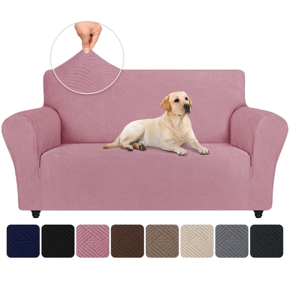 JIATER 1-Piece Sofa Cover Stretch Couch Cover Washable Sofa Slipcover Furniture Protector for Loveseat Sofa,Grey Rose