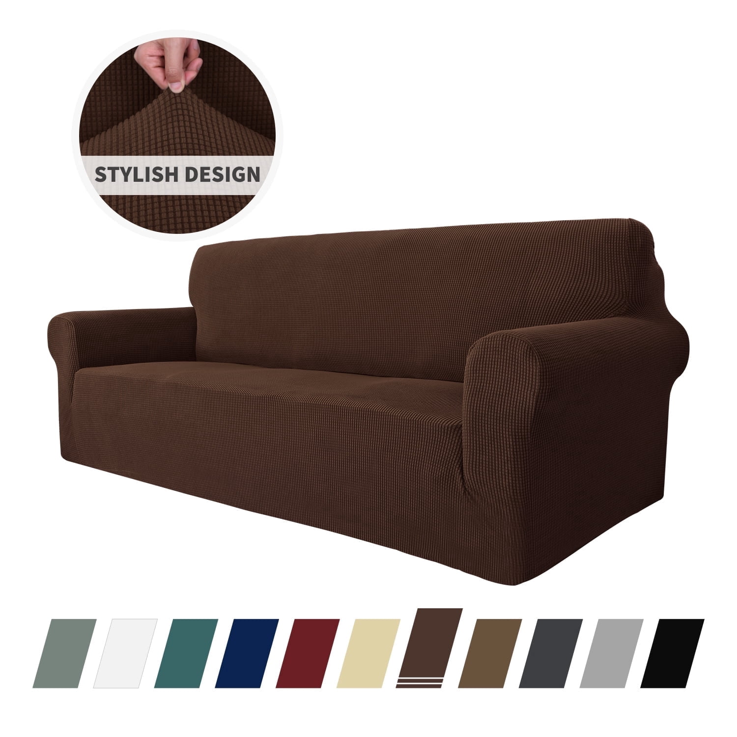 JIATER 1-Piece Sofa Cover Stretch Couch Cover Washable Sofa Slipcover Furniture Protector for 3 Cushion Sofa,Coffee