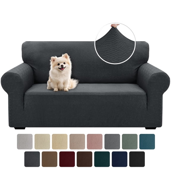 JIATER 1-Piece Sofa Cover Stretch Couch Cover Washable Sofa Slipcover Furniture Protector for Loveseat Sofa,Dark Gray