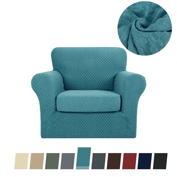 JIATER 2-Piece Armchair Sofa Cover Stretch Couch Cover Washable Sofa Slipcover Furniture Protector with 1 Cushion Cover,Peacock Blue