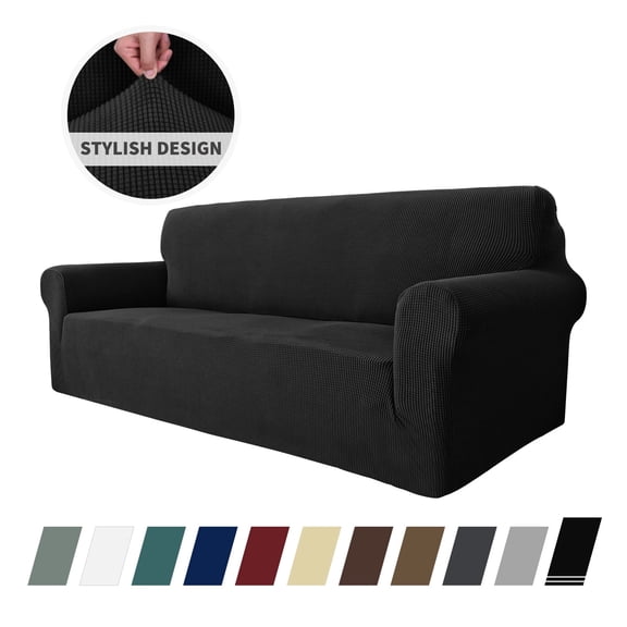 JIATER 1-Piece Sofa Cover Stretch Couch Cover Washable Sofa Slipcover Furniture Protector for 3 Cushion Sofa,Sofa Black