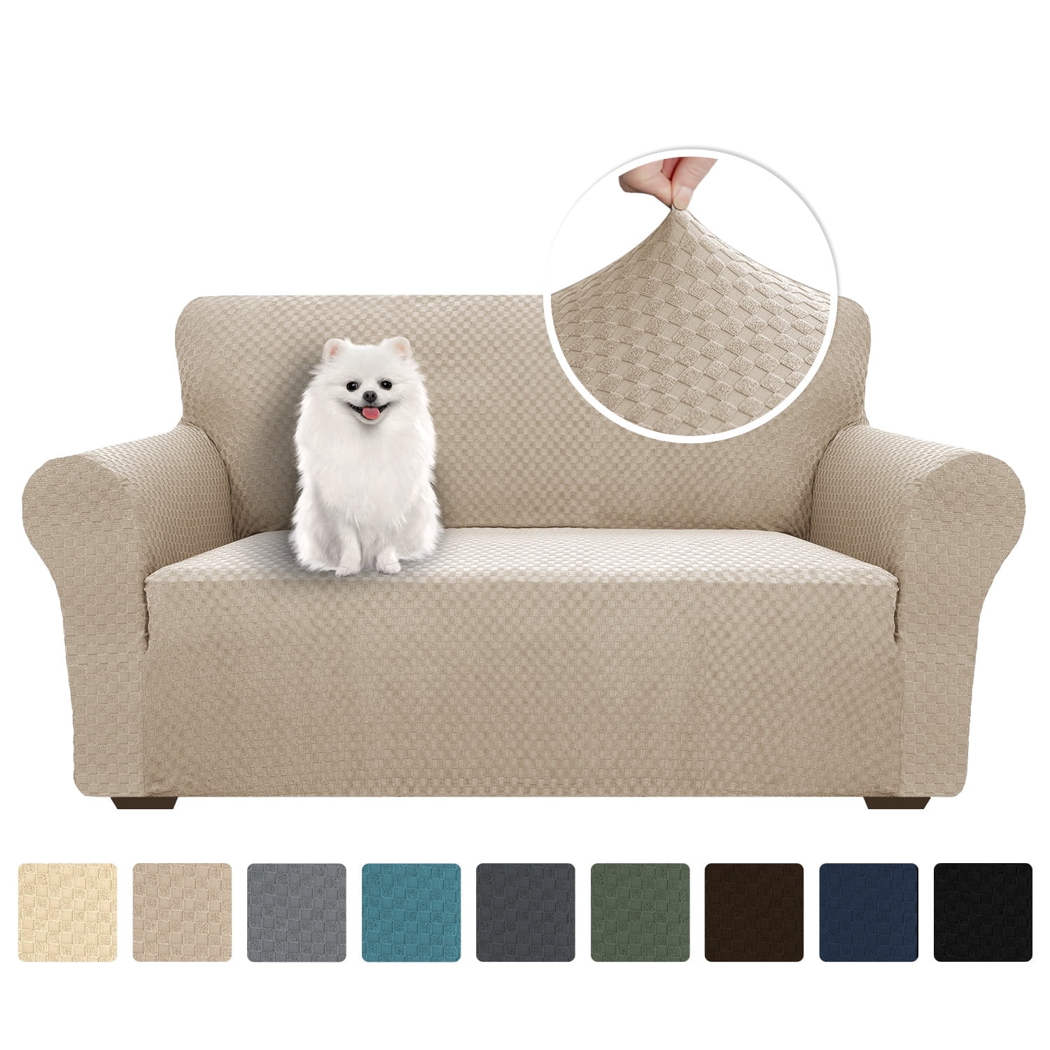 JIATER 1-Piece Sofa Cover Stretch Couch Cover Washable Sofa Slipcover Furniture Protector for Loveseat Sofa,Khaki