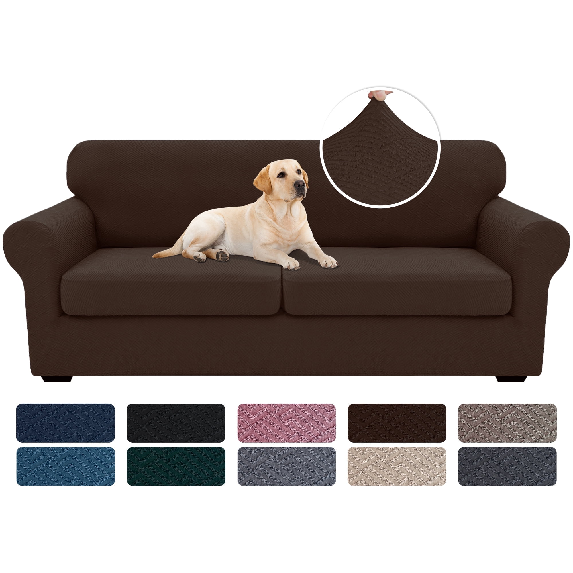 JIATER 3-Piece Sofa Cover Stretch Couch Cover Washable Sofa Slipcover Furniture Protector with 2 Cushion Covers,Loveseat Coffee