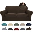 thumbnail image 1 of JIATER 3-Piece Sofa Cover Stretch Couch Cover Washable Sofa Slipcover Furniture Protector with 2 Cushion Covers,Loveseat Dark Coffee, 1 of 8