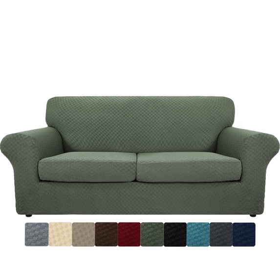 JIATER 3-Piece Sofa Cover Stretch Couch Cover Washable Sofa Slipcover Furniture Protector with 2 Cushion Covers,Loveseat Army Green