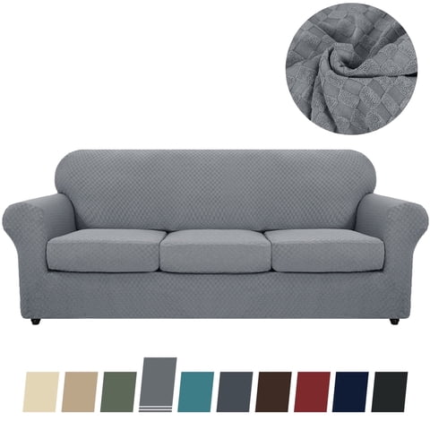 JIATER 4-Piece Sofa Cover Stretch Couch Cover Washable Sofa Slipcover Furniture Protector with 3 Cushion Covers,Sofa Light Gray