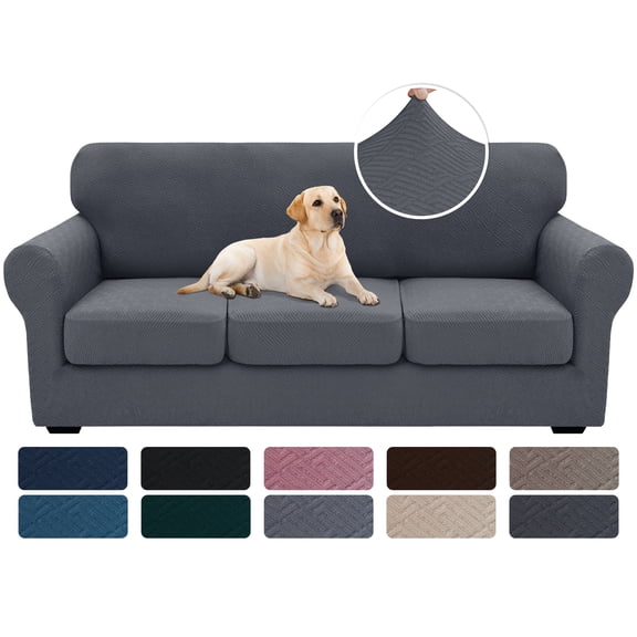 JIATER 4-Piece Sofa Cover Stretch Couch Cover Washable Sofa Slipcover Furniture Protector with 3 Cushion Covers,Sofa Light Gray