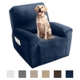 thumbnail image 1 of JIATER Recliner Chair Covers Velvet Recliner Covers Stretch Recliner Slipcover with Pockets,Navy, 1 of 8