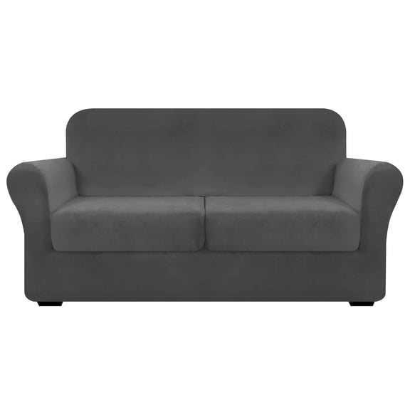 JIATER 3-Piece Sofa Cover Stretch Couch Cover Velvet Sofa Slipcover Furniture Protector with 2 Cushion Covers,Loveseat Gray