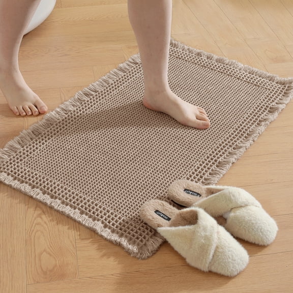 JIATER Waffle Bathroom Rugs Non-Slip Washable Bath Mat Super Absorbent Quick Dry