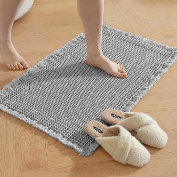 JIATER Waffle Bathroom Rugs Non-Slip Washable Bath Mat Super Absorbent Quick Dry