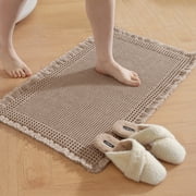 JIATER Waffle Bathroom Rugs 24x17,Soft Absorbent Bath Mat Non-Slip Backing Quick Dry Washroom Mats,Brown