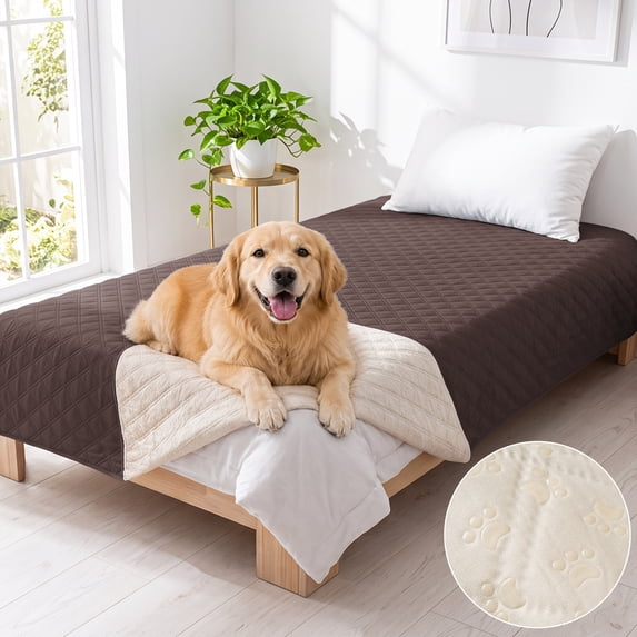 JIATER Waterproof Dog Bed Covers Washable Pet Bed Blanket for Sofa Bed,52x82 Coffee