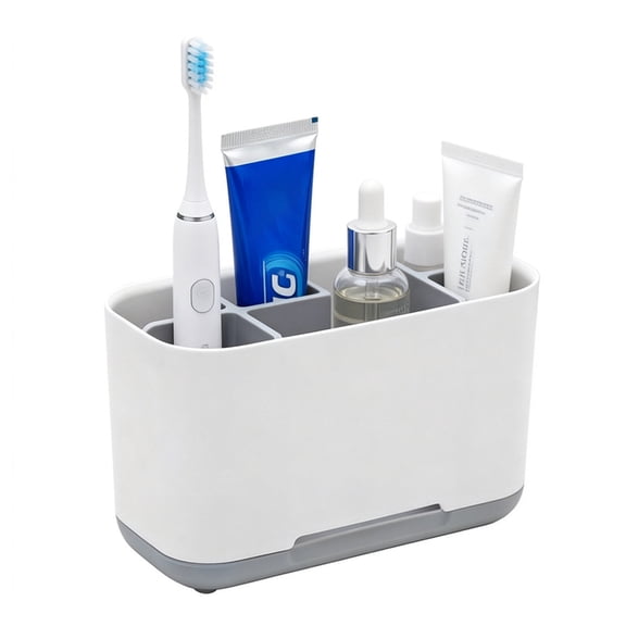 JIATONG Bathroom Countertop Toothbrush and Toothpaste HolderRemovable 5-Compartment Electric Toothbrush Holder Set, Wall-Mounted, with Removable Dividers, Ideal for Bathroom Decor and Accessories