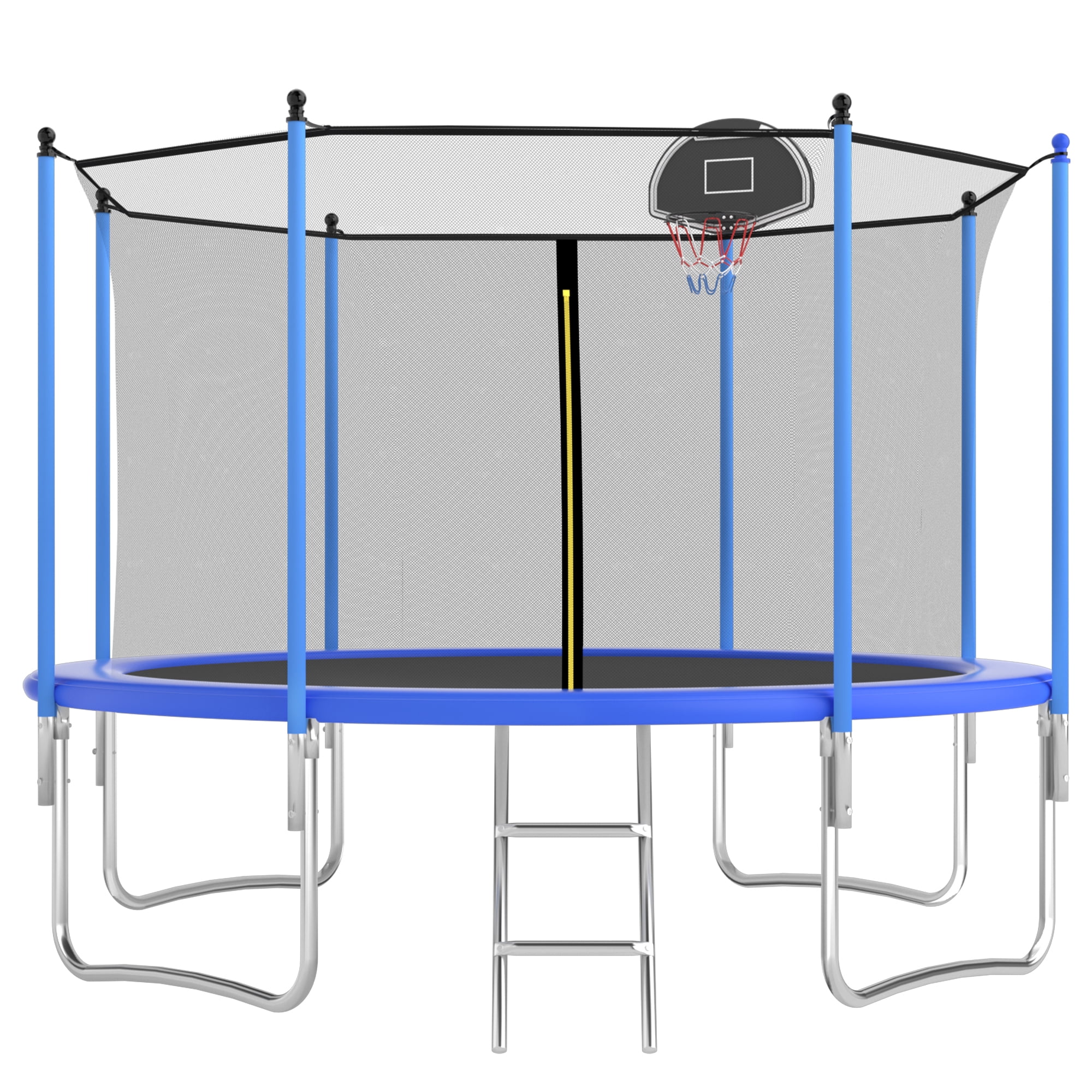 OVATO 1000LBS 10FT Trampoline for Adults and Kids,Trampoline with Enclosure,Basketball Hoop, Recreational Trampoline with Ladder, Heavy Duty Trampoline Capacity for 5-6 Kids