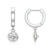 JIAYIQI 14K Gold Plated Huggie Earring with Round Cubic Zirconia Drop Hoop Earring for Women Adult Girls