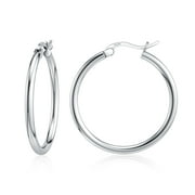 JIAYIQI Sterling Silver Hoop Earrings for Women 18K White Gold Plated High Polished Round Lightweight Sliver Hoop Earrings Diameter 25 mm