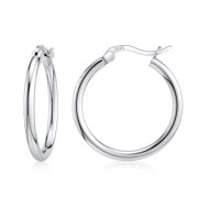 JIAYIQI Sterling Silver Hoop Earrings for Women 18K White Gold Plated High Polished Round Lightweight Small Sliver Hoop Earrings Diameter 20 mm