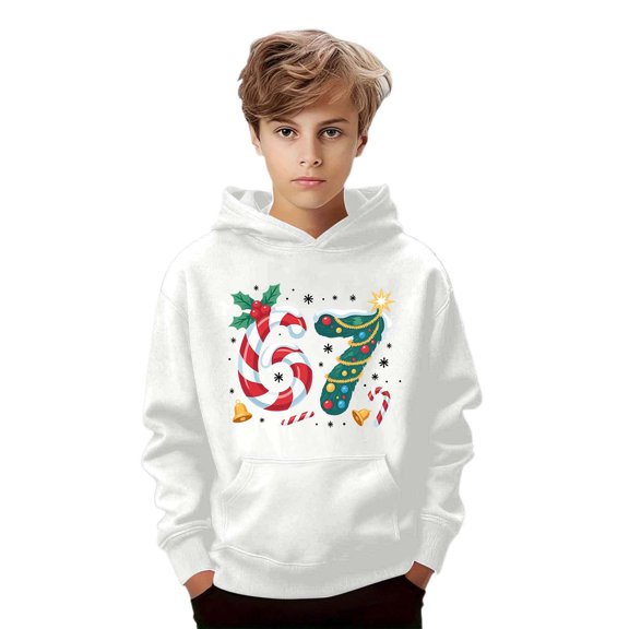 JIAYUE 67 Tops For Boys Girls Hoodie Cartoon Print Long Sleeve Hooded Lightweight Pullover For Kids Comfortable Sportswear