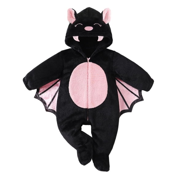Babi Rampor JIAYUE Baby Bat Romper Loose Plush Fuzzy Long Sleeve Zip-Up Hooded Bat ...