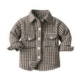 thumbnail image 1 of JIAYUE Blouses Tops for Boys Girls Long Sleeve Collared Single Button Plaid Print Shirt For Kids Versatile Wear, 1 of 3