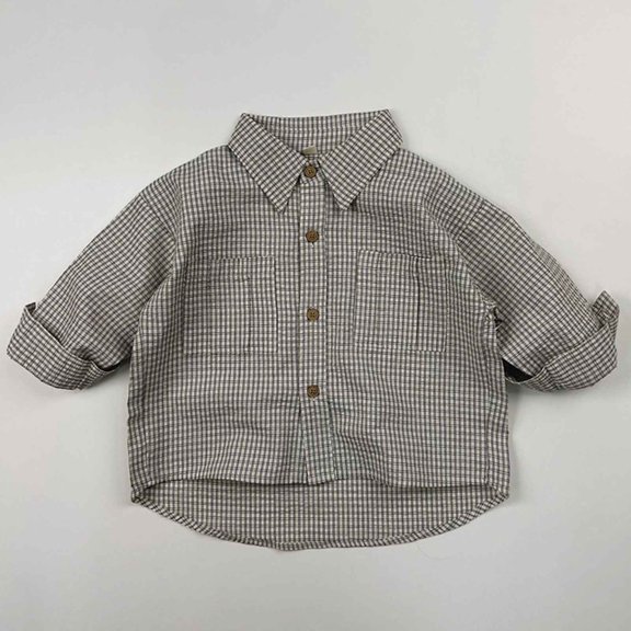 JIAYUE Blouses Tops for Boys Girls Plaid Collared Shirt For Kids Smart Wear