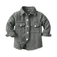 thumbnail image 1 of JIAYUE Blouses Tops for Boys Girls Plaid Print Long Sleeve Collared Single Button Shirt For Kids Smart Wear, 1 of 3