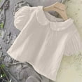 thumbnail image 1 of JIAYUE Blouses Tops for Girls Baby Short Sleeve Peter Pan Collar Puff Sleeve Solid Color For Toddler Sweet Summer Wear, 1 of 3