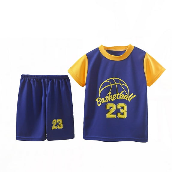 JIAYUE Boys Clothes Sets Letter O-Neck Sports Shorts Jerseyss Tracksuit 2 Piece Basketball Performance Tank Top And Mesh Shorts Quick Drying(1 12 Years) Leisure Kids Outfits