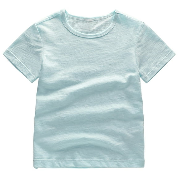 JIAYUE Boys Girls Basic Tops Short Sleeve Round Neck Soft Comfortable Breathable Solid Color For Baby Delicate Wear