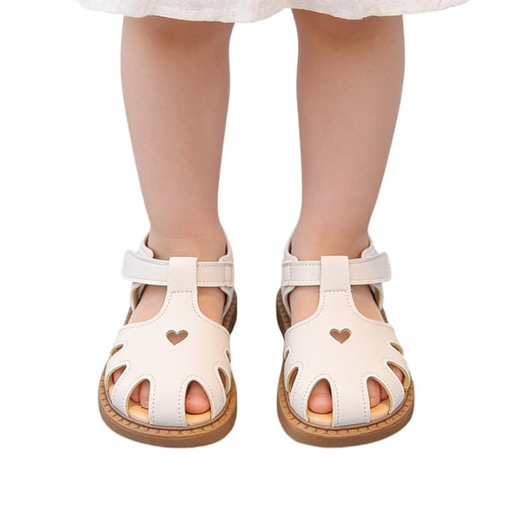 JIAYUE Boys Girls Breathable Flat Sandals Closed Toe Solid Color Baby Hook And Loop Soft Sole Lightweight Casual Beach Shoes For Toddler