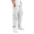 thumbnail image 1 of JIAYUE Boys Girls Cargo Pants Multiple Pockets Full Length Straight Leg Solid Color Comfortable Casual Trousers Outdoor Play And Daily Wear Children Stylish Bottoms, 1 of 5