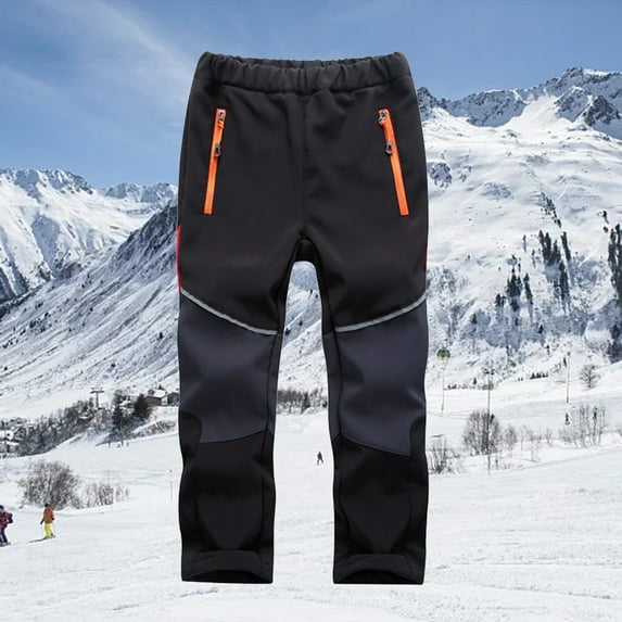 JIAYUE Boys Girls Cargo Pants Solid Color Straight-Leg Windproof Cargo Mid Waisted For Children Winter Sport Slacks