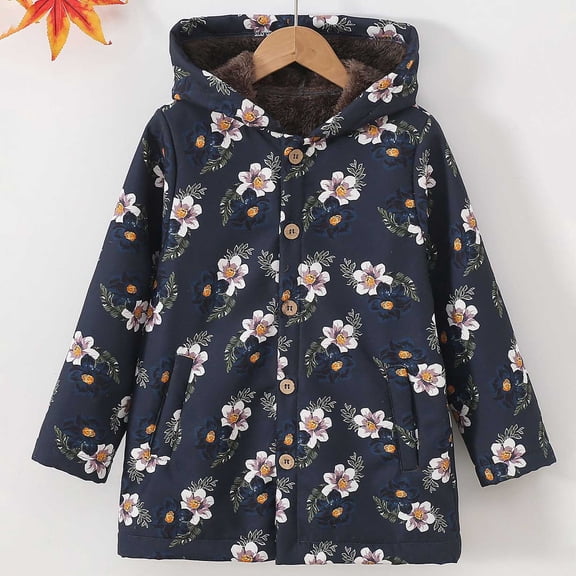 JIAYUE Boys Girls Coats Jackets Floral Long Sleeve Hooded Zipper Windbreaker For Youth Fashion Outerwear