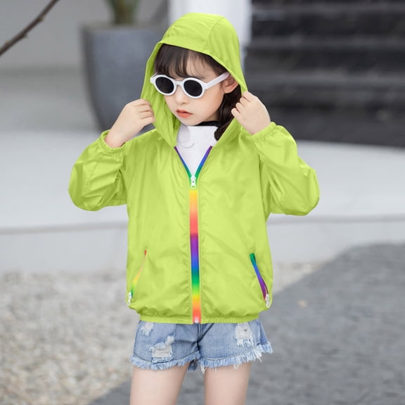 JIAYUE Boys Girls Coats Jackets Solid Color Long Sleeve Hooded Zipper Breathable Windbreaker For Youth Fashion Clothing