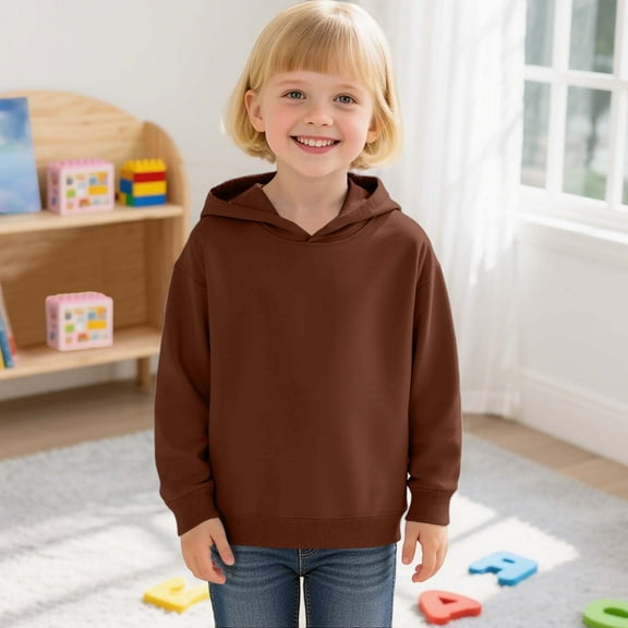 JIAYUE Boys Girls Hoodies Sweatshirts Solid Color Pullover Long Sleeve Casual Outerwear For Toddler Teen 2 13 Years Old Stylish Dailywear