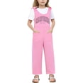 thumbnail image 1 of JIAYUE Boys Girls Jumpsuits V-Neck Kids Sleeveless Bow Shoulder Strap Long Straight Pants With Pocket Classic Children Rompers, 1 of 4