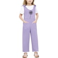 thumbnail image 1 of JIAYUE Boys Girls Jumpsuits V-Neck Kids Sleeveless Bow Shoulder Strap Long Straight Pants With Pocket Trendy Children Rompers, 1 of 4