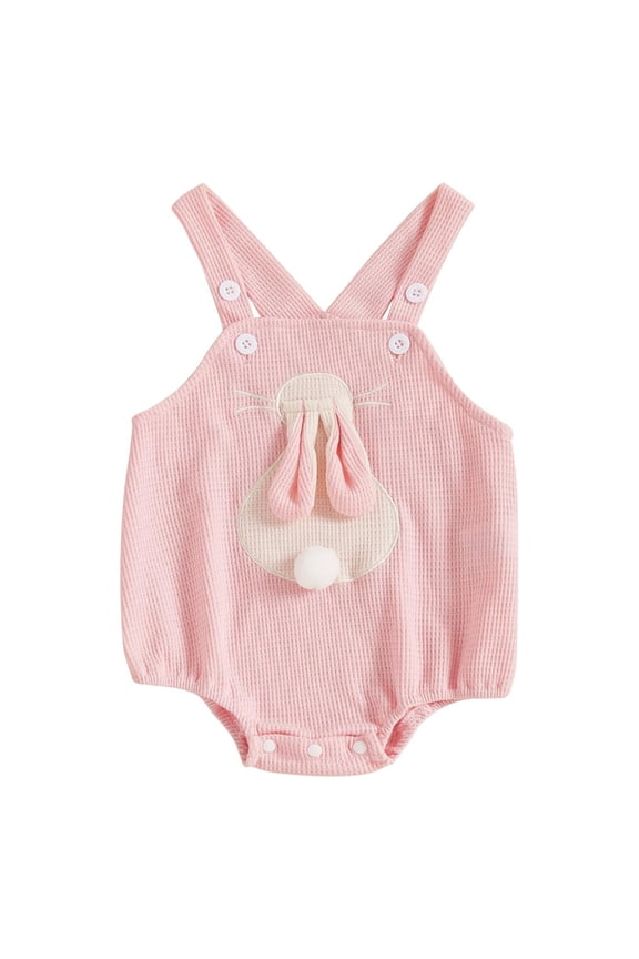 Boys Girls Jumpsuits V-Neck My First Easter Outfit Newborn Sleeveless Rabbit Bunny Knit Strap Summer Clothes Leisure Infant Baby Bodysuit