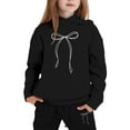 thumbnail image 1 of JIAYUE Boys Girls Outfit Sets Bows Long Sleeve Hooded Pull-On Hoodie Jogger Sportwear For Kids Teens Simple Breathable Sets, 1 of 3