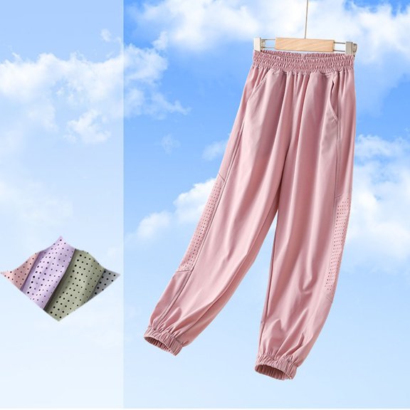 JIAYUE Boys Girls Pants Solid Color Jogger Lightweight Sports Joggers High Waist Pants For Youth Breathable Trousers