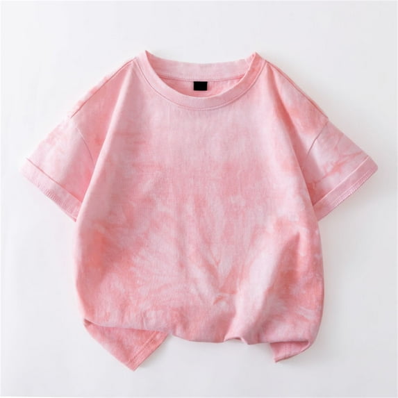 JIAYUE Boys Girls Shirts Blouses Short Sleeve Tie Dye Multicolor Casual Comfortable For Youth Breathable Outfit