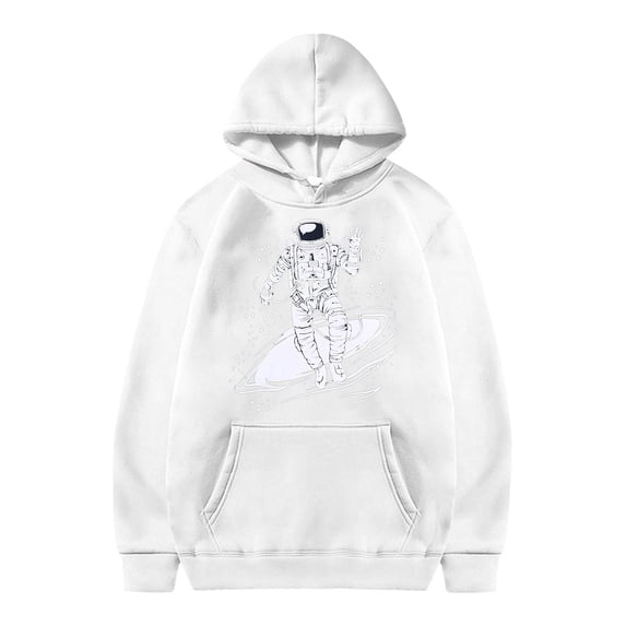 JIAYUE Boys Girls Sweatshirts Long Sleeve Hooded Astronaut Printing Fashion Casual Pocket Decoration Hoodie For Teens Fleece Leisure Children Tops