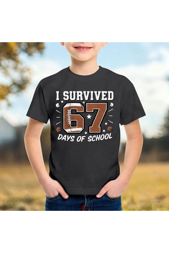 Boys Girls T Shirts Letter Print Crew Neck Tees Lightweight Short Sleeve For Kids Seasonal Everyday Clothing