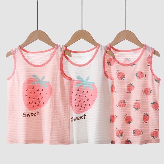 JIAYUE Boys Girls Tops Cute Pattern Sleeveless Cotton Tee Breathable For Children Relaxed Fit Attire